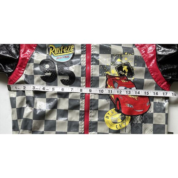 Disney Red Checkered Car's Lightning McQueen Racing Rain Jacket Size 7/8 - Picture 10 of 12